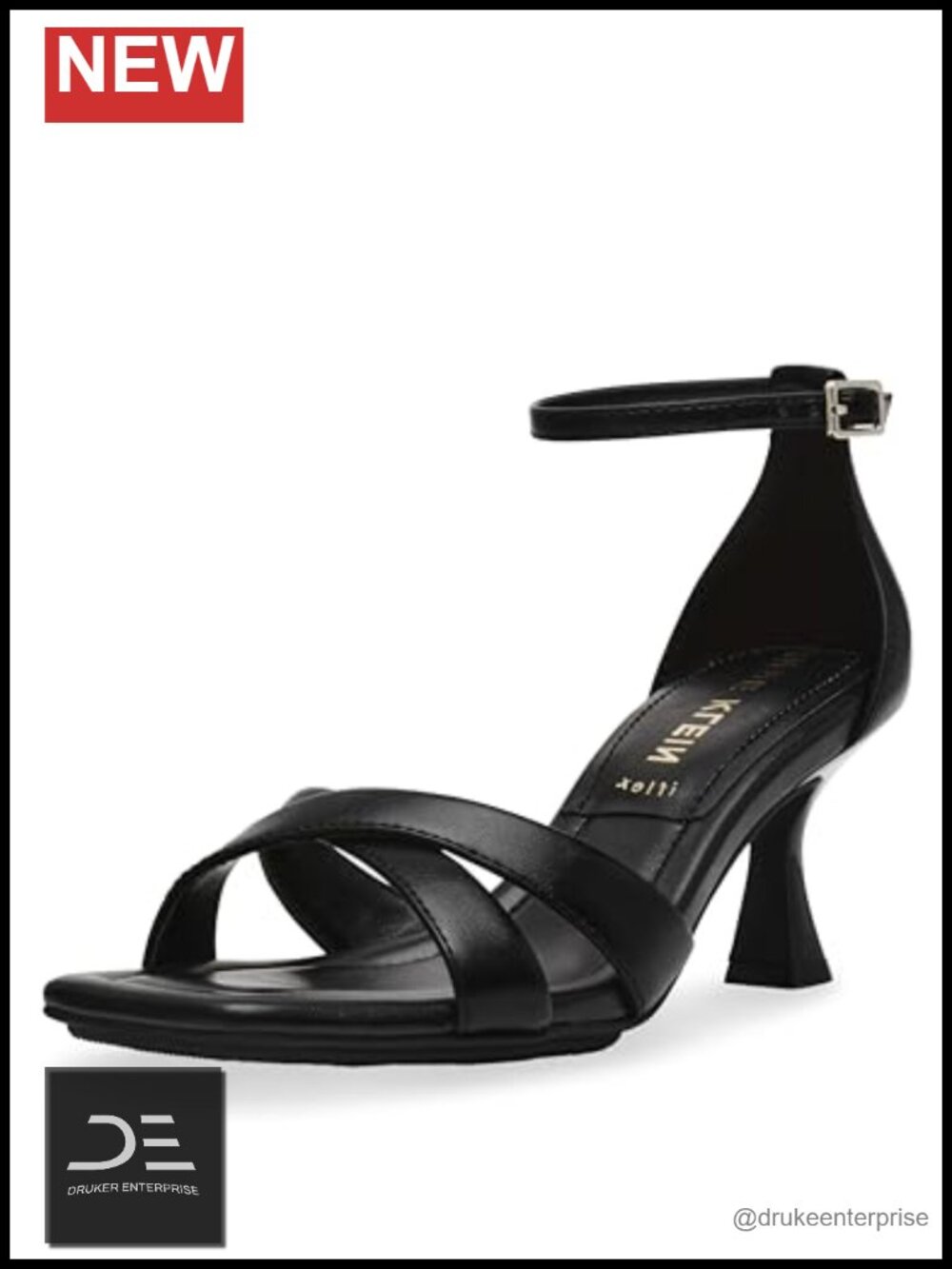 Anne Klein Joss Dress Pump Faux Leather Ankle Strap Square Toe Heels Women